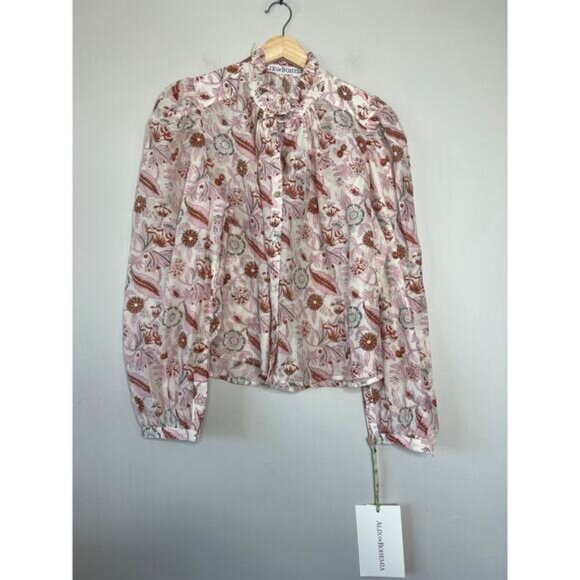 NWT Alix of Bohemia Annabel Camellia Floral Puffed Women's Shirt Size: Medium - Picture 2 of 9